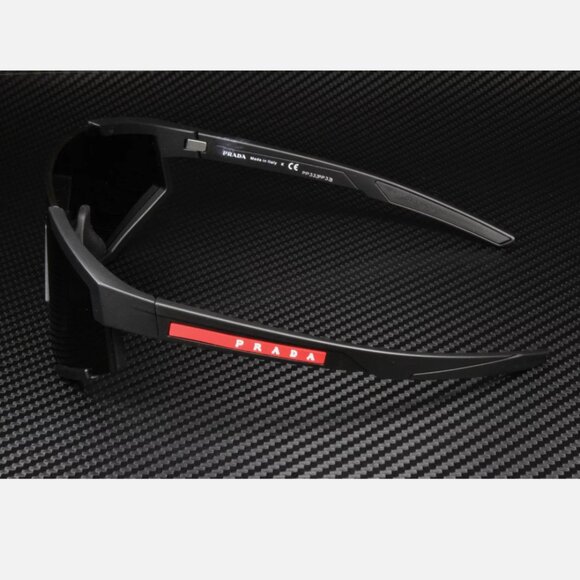 Prada Linea Black Rubber Men's 39mm Sunglasses - Picture 4 of 5